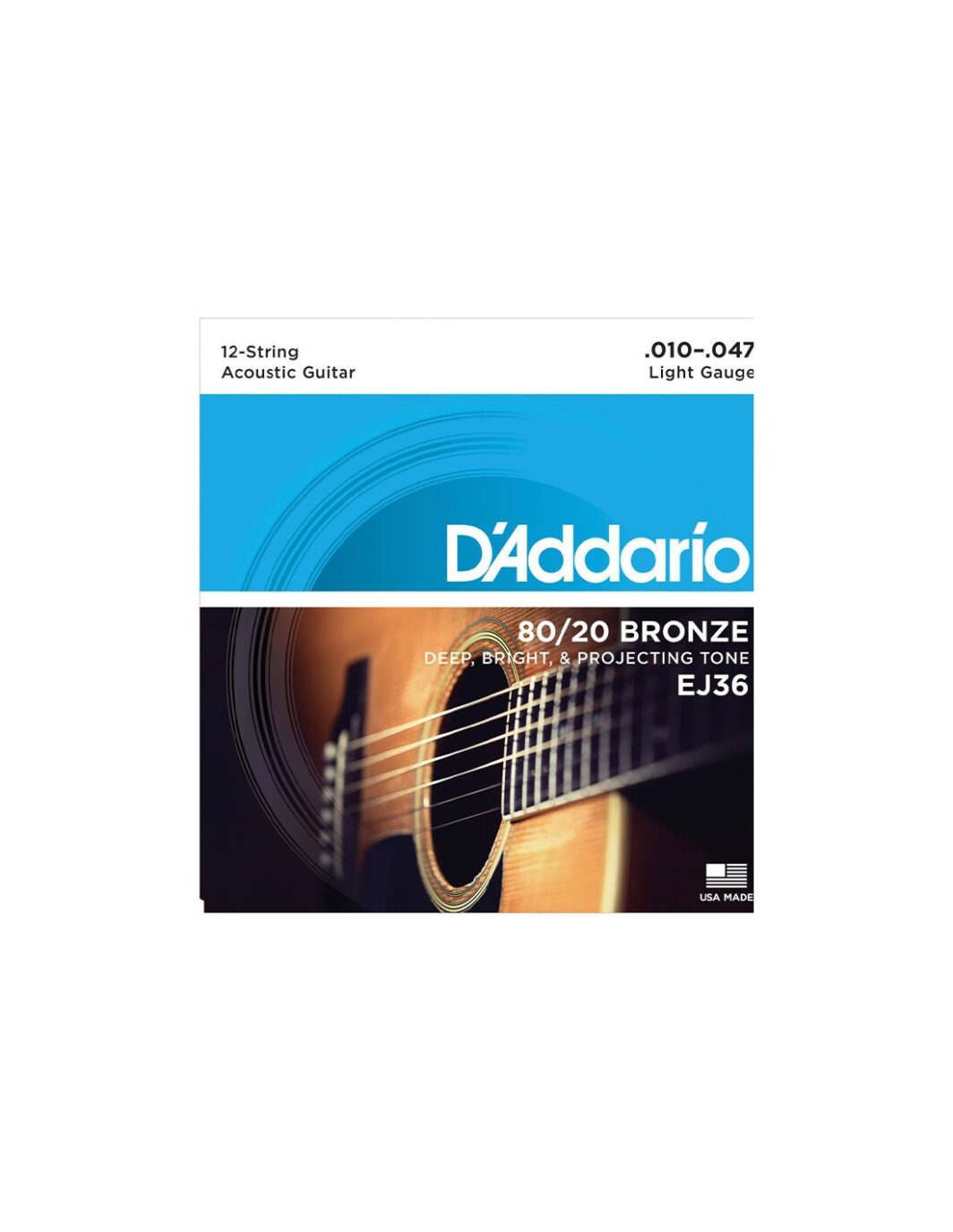 D'ADDARIO 80/20 bronze EJ36 0.10-0.47 12 acustic guitar strings
