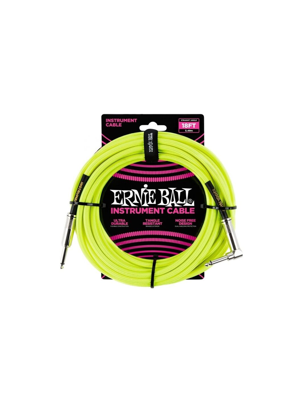 ERNIE BALL cavo braided Neon Yellow 18FT 5.49 MT.