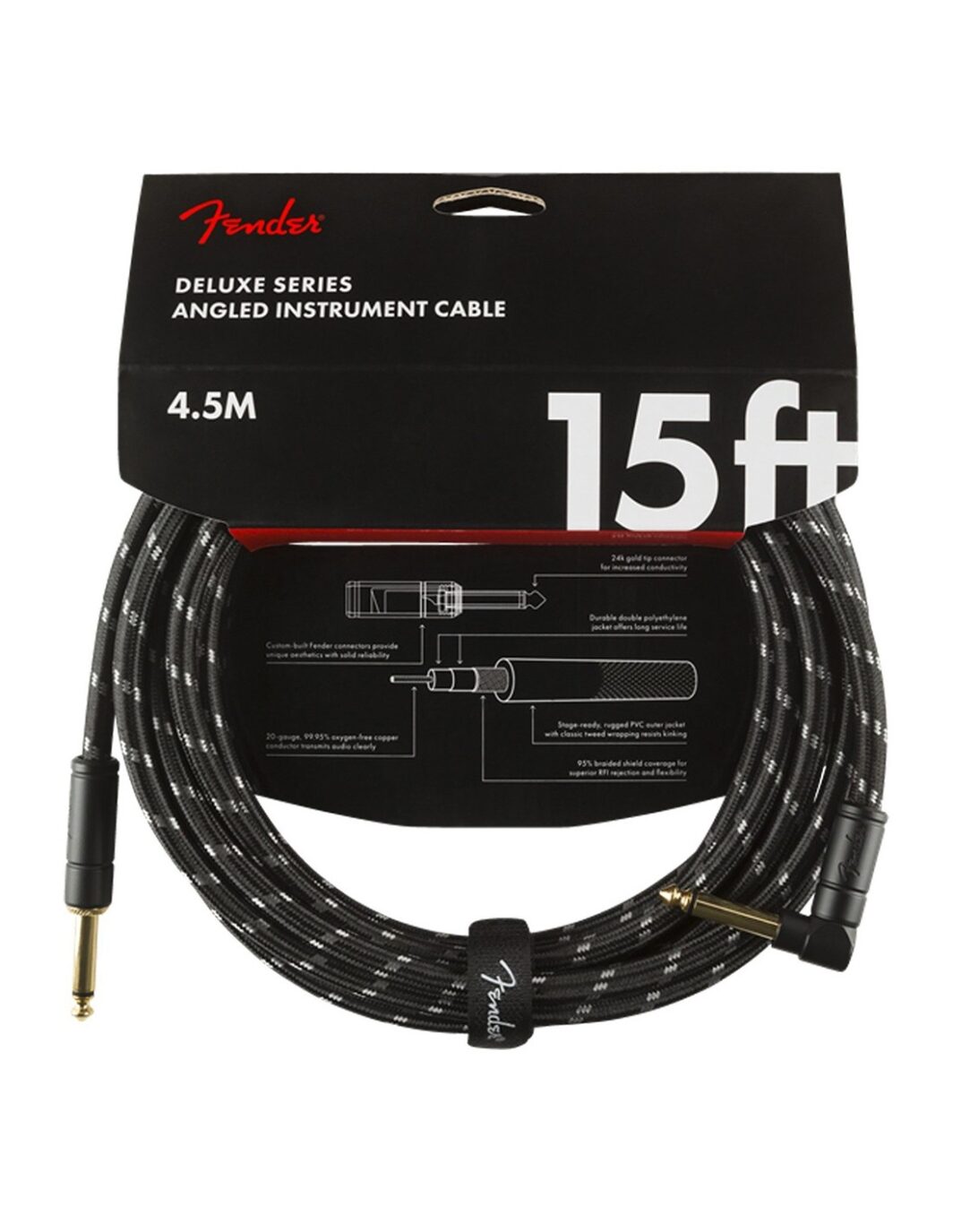 FENDER DELUXE Instrument cable 15'- 4.5 mt. diritto-angolo 90°BTWD